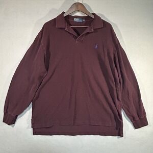 Polo Ralph Lauren Long Sleeve Polo Shirt Men's Size XXL Maroon Vintage